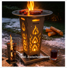 Lade das Bild in den Galerie-Viewer, Personalisierter Feuerkorb FireDesire Grill Pro 80cm + Grillplatte + Ascheschale