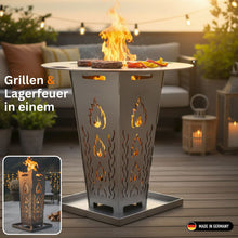 Lade das Bild in den Galerie-Viewer, Feuerkorb FireDesire Grill Pro 80cm + Grillplatte + Ascheschale