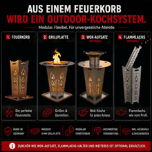 Load image into Gallery viewer, Personalized Fire Pit FireDesire Grill Pro 80cm + Grill Plate + Ash Bowl