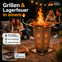 Lade das Bild in den Galerie-Viewer, Feuerkorb FireDesire Grill Pro 80cm + Grillplatte + Ascheschale