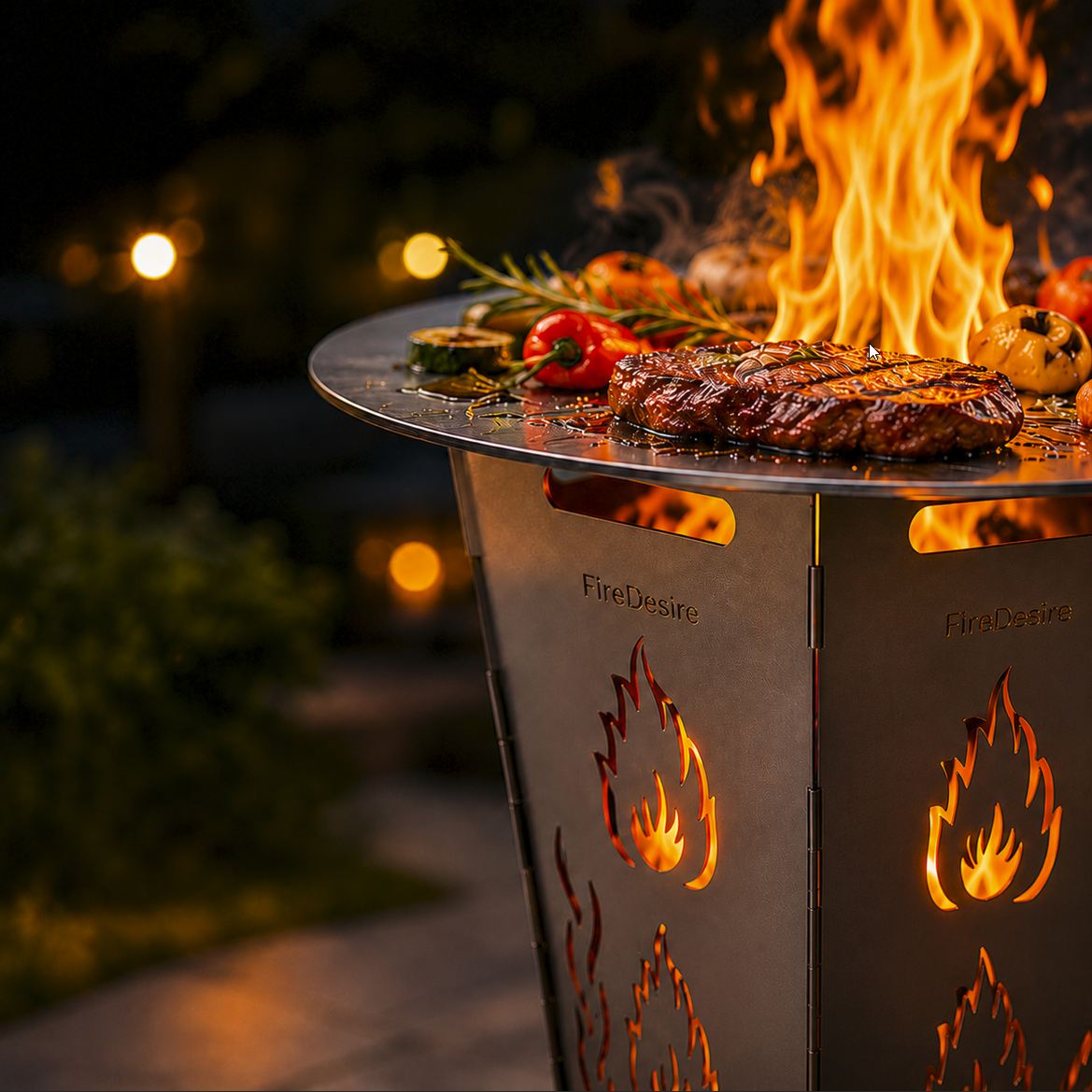 Feuerkorb FireDesire Grill Pro 80cm + Grillplatte + Ascheschale