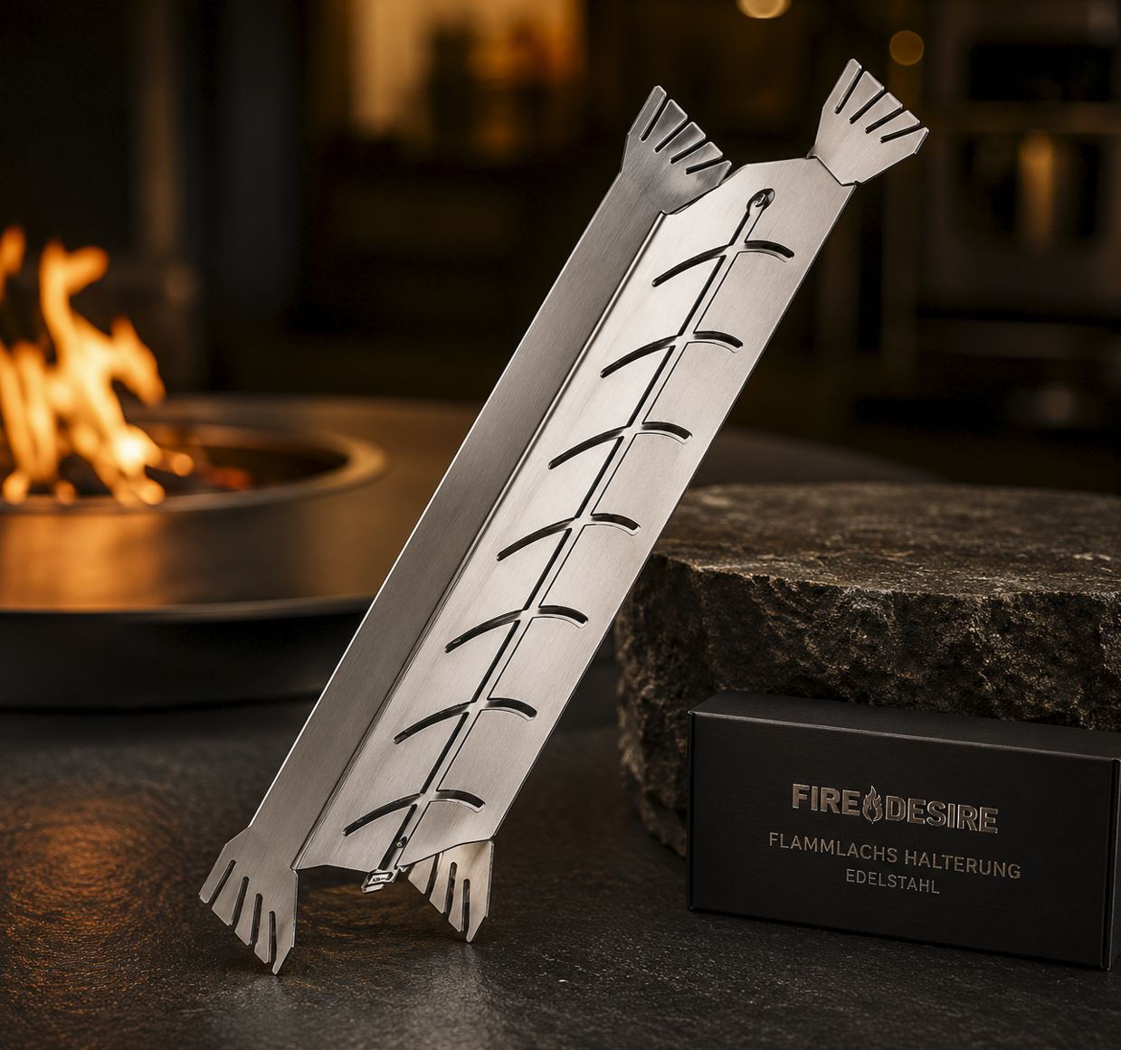 Flammlachs-Halter Edelstahl FireDesire