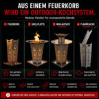 Feuerkorb FireDesire Grill Pro + Ø60cm Grillplatte + Ascheschale