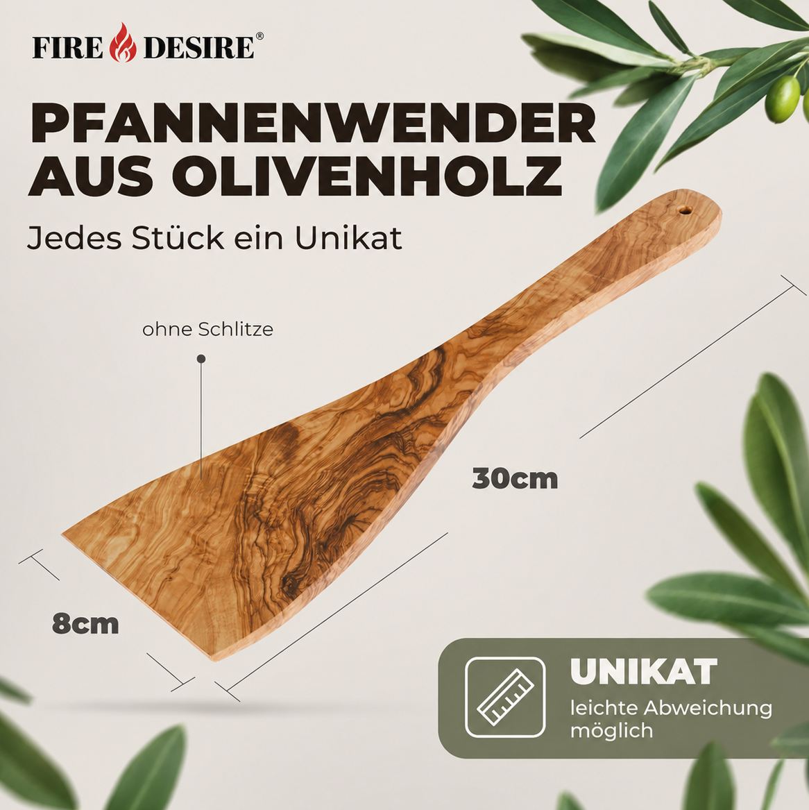 Holzschaber/Pfannenwender aus Olivenholz