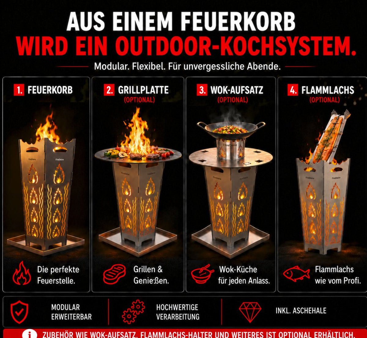Feuerkorb FireDesire 80cm inkl. Ascheschale
