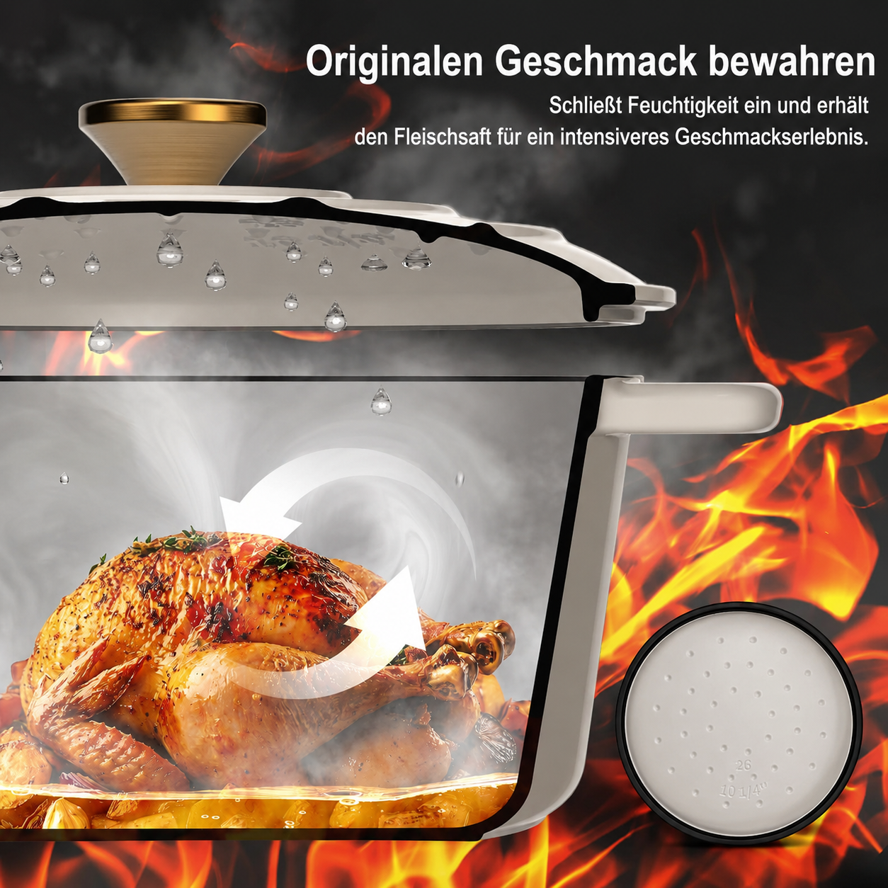 FireDesire Gusseisen-Topf mit Deckel – 26 cm