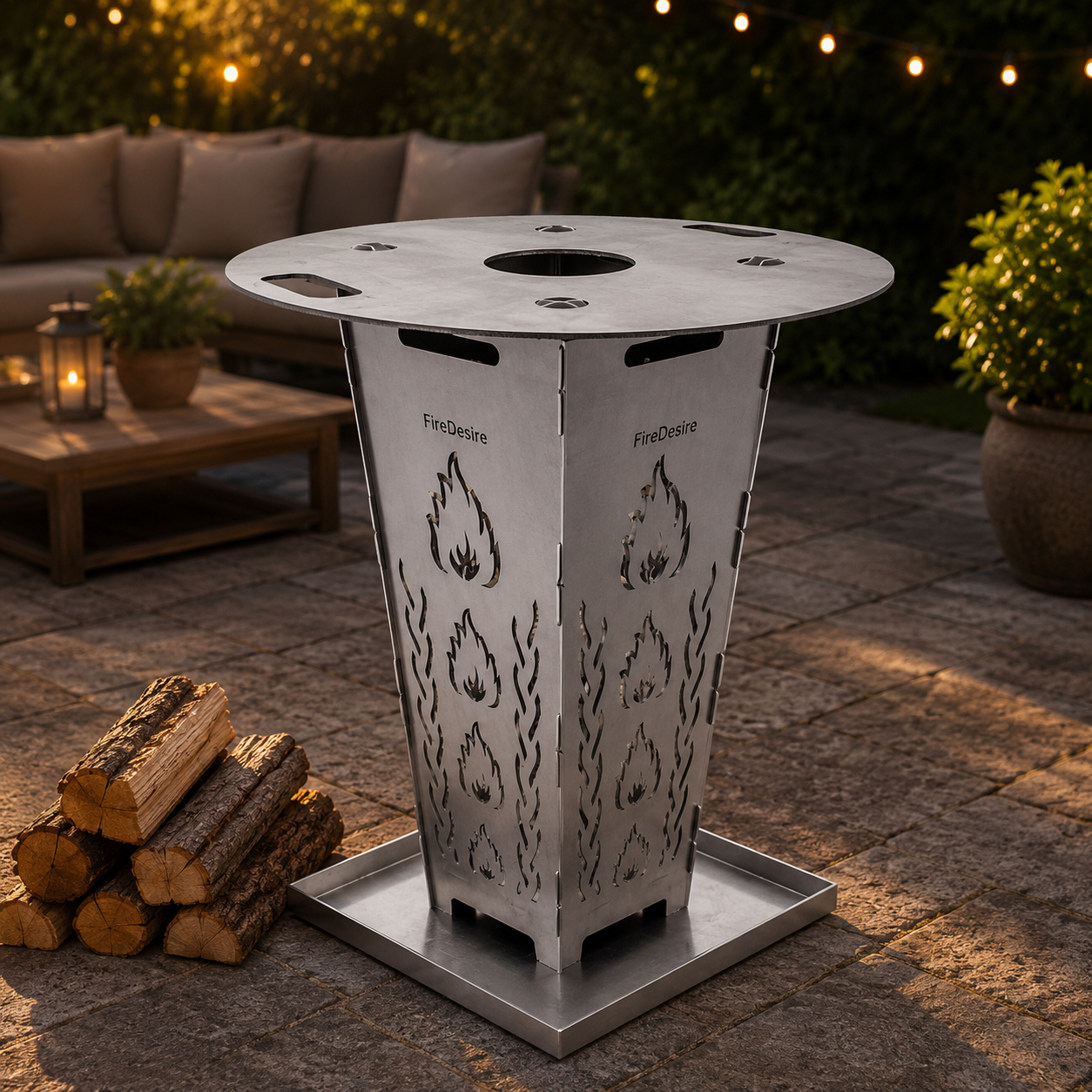 Personalisierter Feuerkorb FireDesire Grill Pro 80cm + Grillplatte + Ascheschale