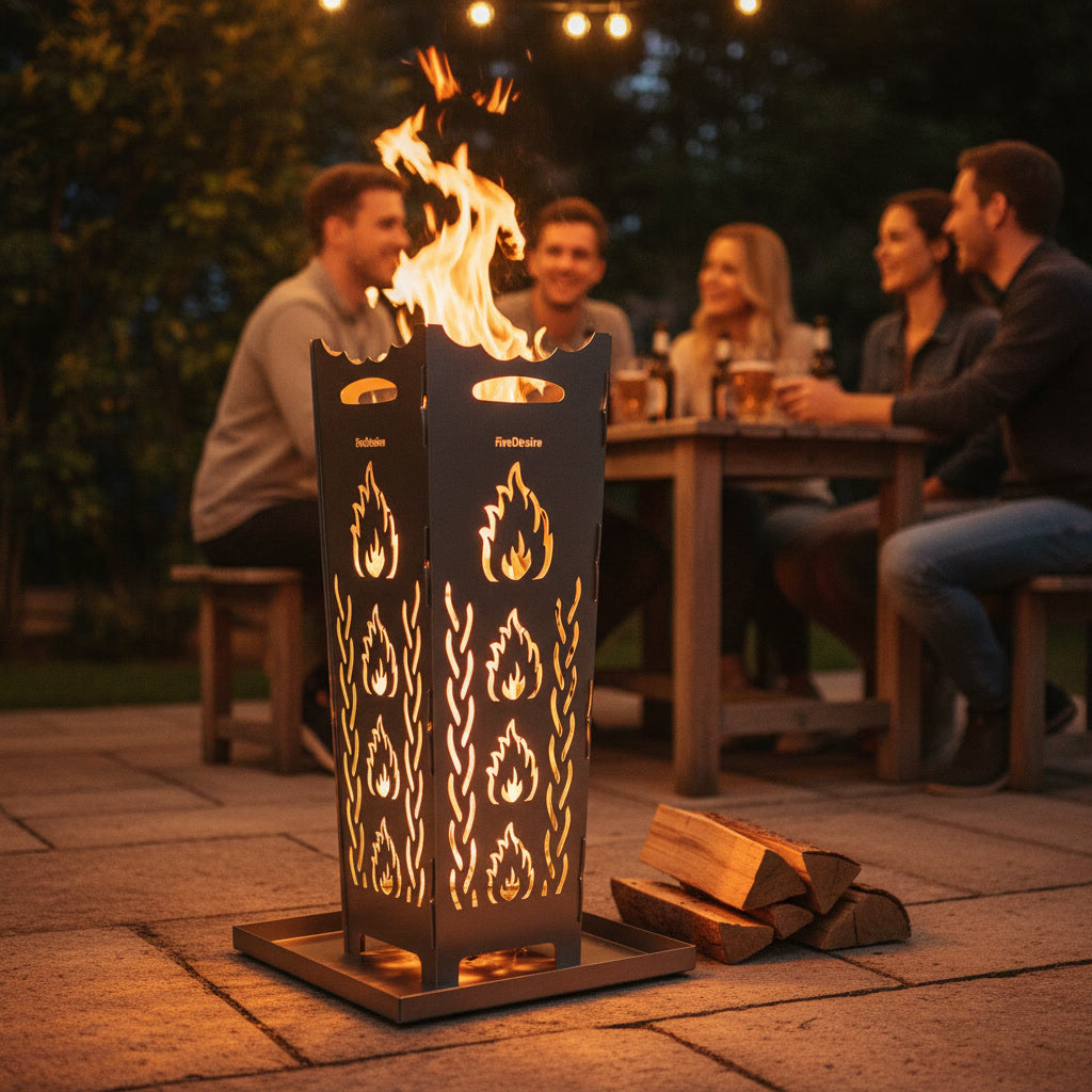 Personalisierter Feuerkorb FireDesire Grill Pro 80cm + Grillplatte + Ascheschale